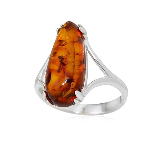 3ct Baltic Amber Ring Sterling Silver