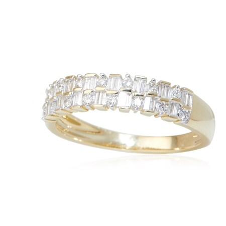 0.33ct Natural Diamond Baguette Band Ring 9ct Yellow Gold