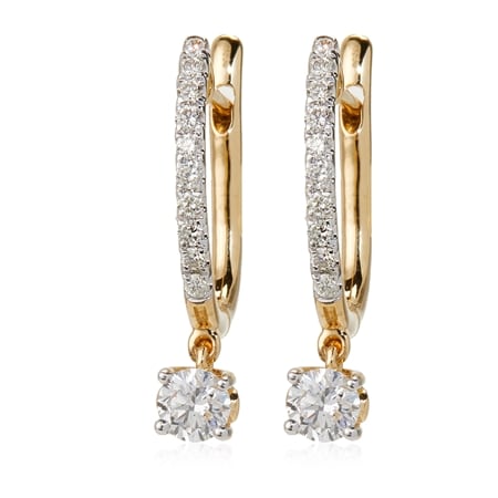 0.75ct De Beers Diamond Origin Story Drop Hoop Earrings 18ct Yellow Gold
