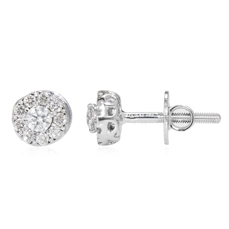 0.40ct De Beers Diamond Origin Story Halo Stud Earrings 18ct White Gold