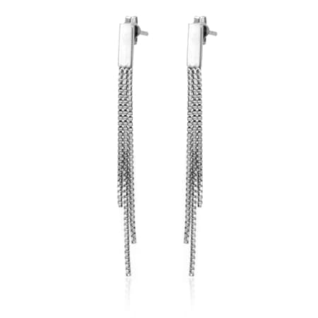 Sterling Silver Box with Chain Drop Earrings