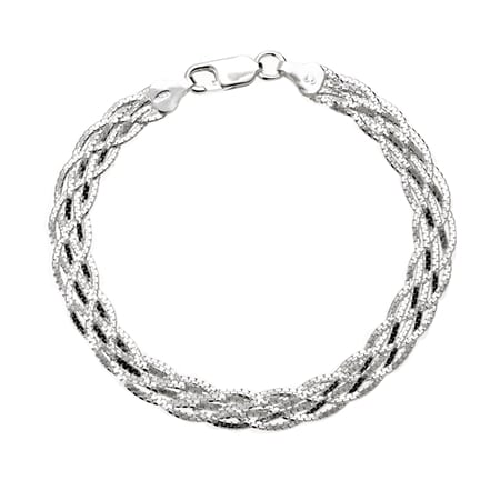 Sterling Silver Italian Braid Bracelet 19cm