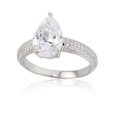 TVSN Diamonesque 4.47ct tw Octagon Pave Ring Sterling Silver