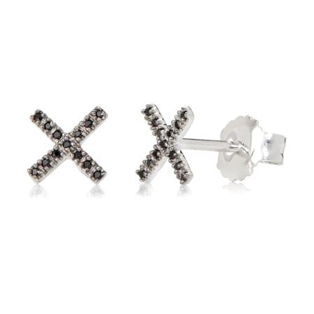 0.11ct Black Spinel Stud Earrings Sterling Silver