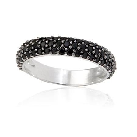 1.27ct Black Spinel Band Ring Sterling Silver