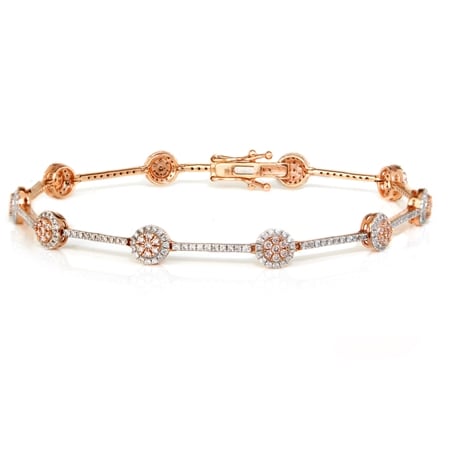 1.50ct Natural Pink & White Diamond Stationed Circle Bracelet 9ct Rose Gold