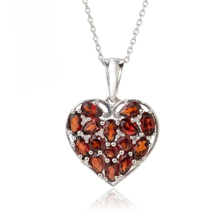 3.52ct Red Garnet Heart Pendant RP Sterling Silver 50cm Chain