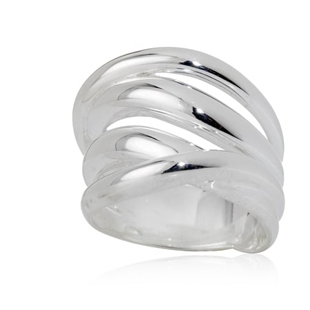 Sterling Silver 4 Row Crossover Ring