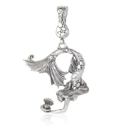 TVSN Sarda Mother of Pearl Carved Face Pendant Sterling Silver