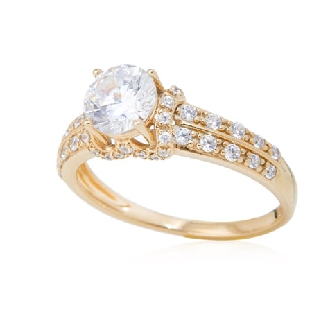 Diamonesque 1.42ct tw Solitaire Cut Double Channel Ring 9ct Yellow Gold