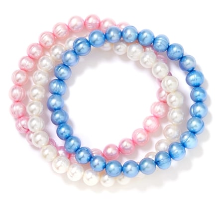 7-8mm Freshwater Pearl Set of 3 Stretch Bracelet