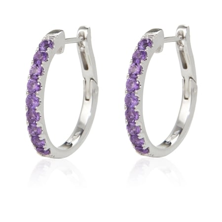 0.7ct Amethyst Hoop Earrings Sterling Silver