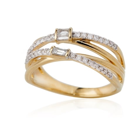 Baguette crossover ring hotsell
