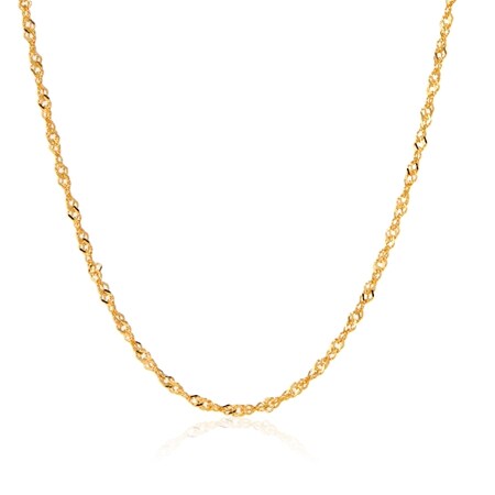 9ct Yellow Gold Diamond Cut Twist Curb Chain Necklace 60cm