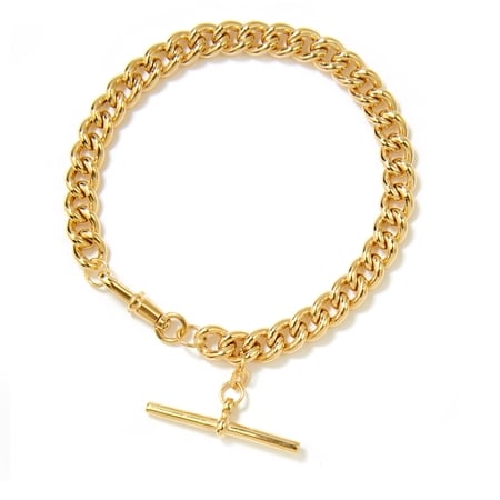 9ct Yellow Gold Curb Albert Bracelet 20cm