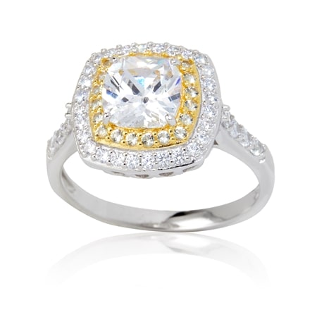 Diamonesque by Charlie Lapson 2.3ct tw Sim. Yellow Diamond Cushion Ring SS