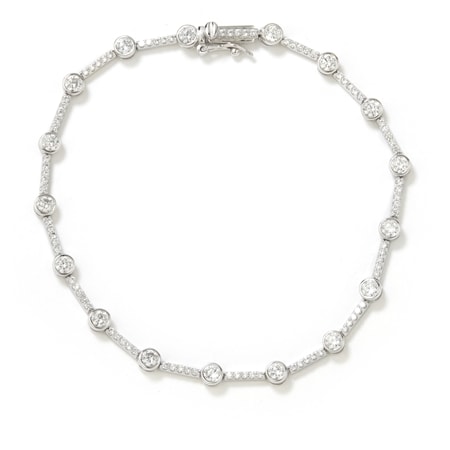 Diamonesque Luxe 2.55ct tw Bezel Set Station Bracelet SS YGP 19.5cm