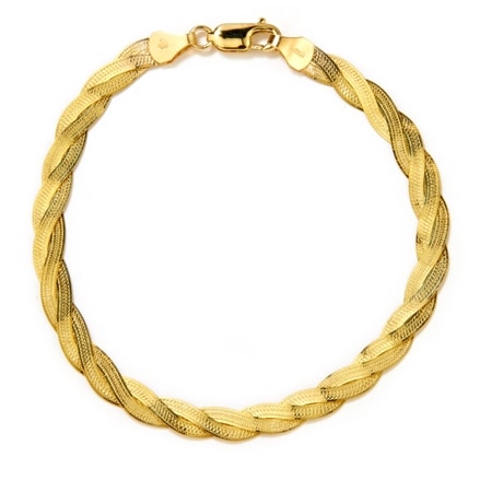 9ct Yellow Gold 3 Plait Herringbone Bracelet 19cm