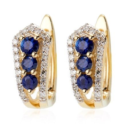 0.49ct Kings Plains Sapphire & 0.17ct Diamond Huggie Hoop Earrings 9ct YG