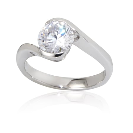 Diamonesque 2.00ct tw Solitaire Hug Ring Sterling Silver