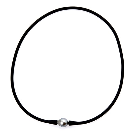 Pearls of Tahiti 12-13mm Tahitian Pearl Neoprene Necklace SS