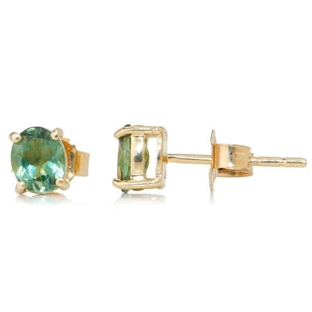 Gem Hunter 0.71ct Madagascan Green Apatite Oval Stud Earrings 9ct YG