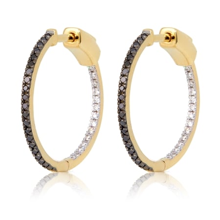 0.50ct Black Diamond 9ct Yellow Gold Hoop Earrings