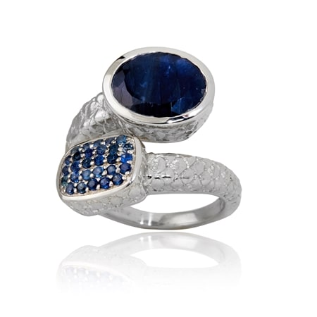 Hilary Joy Couture 6.2ct Saphire 2 Stone Ring Sterling Silver