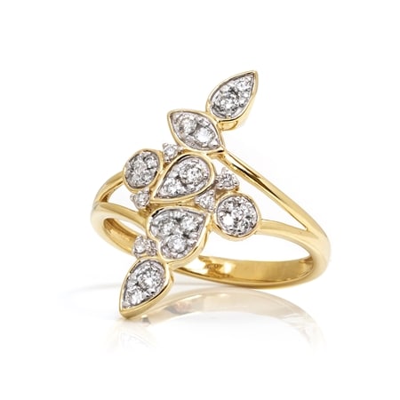 0.33ct Natural Diamond Open Shank Statement Ring 9ct Yellow Gold