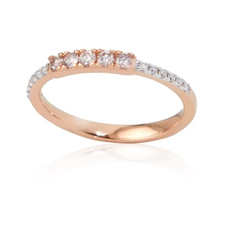 0.25 Natural Pink & White Diamond Ring 9ct Rose Gold