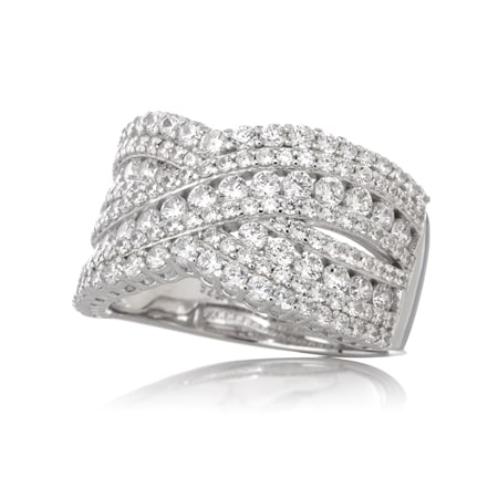 Diamonesque Luxe 2.170ct tw Sterling Silver 4 Row Cross Over Ring