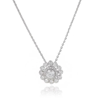 1.50ct De Beers Diamond Origin Story Double Halo Pendant 18ct White Gold