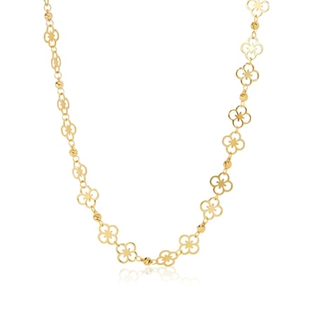 Splendido 14ct Gold Clover Necklace 50cm