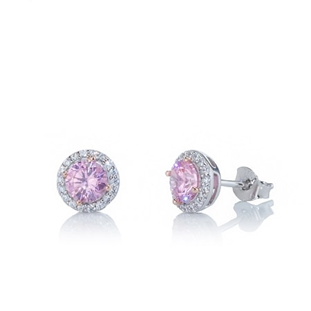 Diamonesque by Charlie Lapson 1.1ct Round Halo Stud Earrings SS