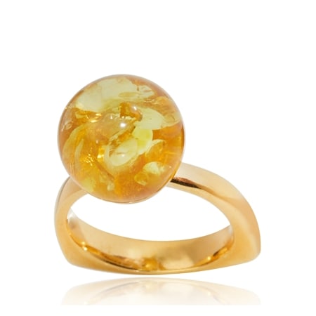 Baltic Amber 7.0ct Round Ball Statement Ring Sterling Silver
