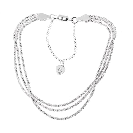 Sterling Silver 3 Strand  Popcorn Bracelet  19cm