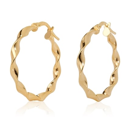 9ct Yellow Gold Twist Hoop Earrings 27mm