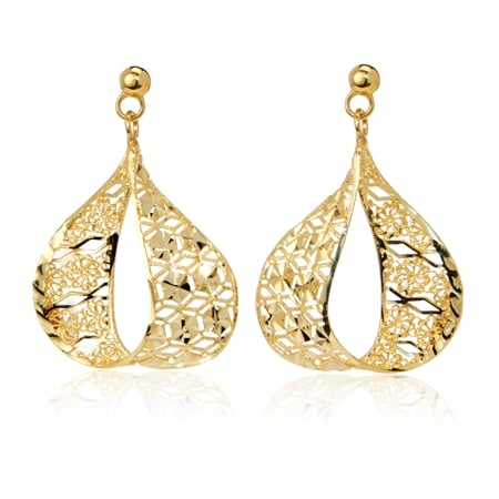 Merletto di Francesca 9ct Diamond Cut Teardrop Earring