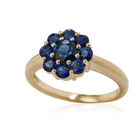 1.19ct Kings Plains Sapphire Floral Cluster Ring 9ct Yellow Gold