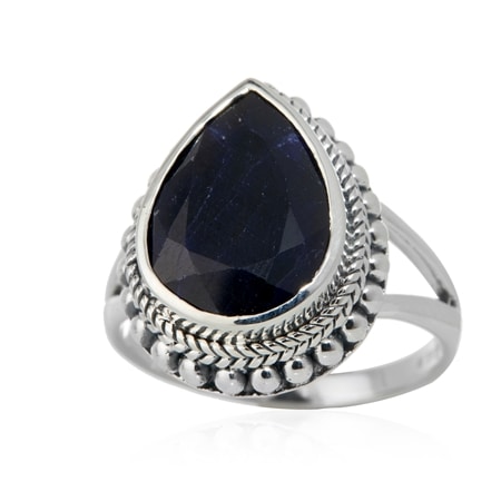 Samuel B Sempu Blue Sapphire Corundum Ring Sterling Silver