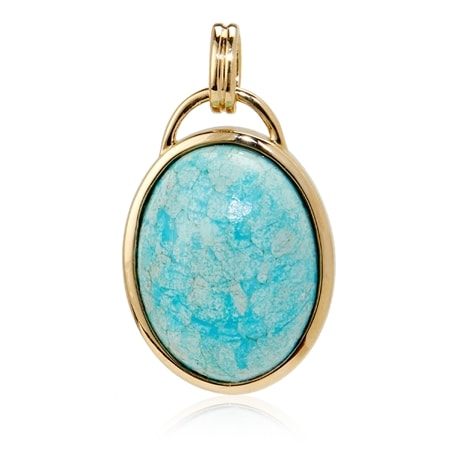 6.71ct Australian Turquoise Oval Drop Pendant 9ct Yellow Gold
