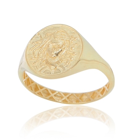 Splendido 14ct Yellow Gold Medusa Coin Ring