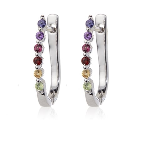 Rainbow Gems 0.4ct Multi Gemstone Earrings Sterling Silver