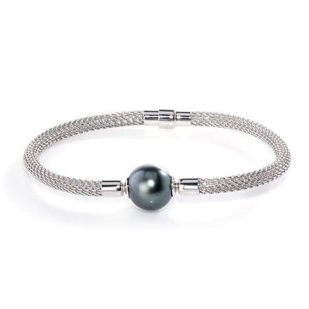 Pearls of Tahiti 12-13mm Tahitian Pearl Chain Bracelet Sterling Silver