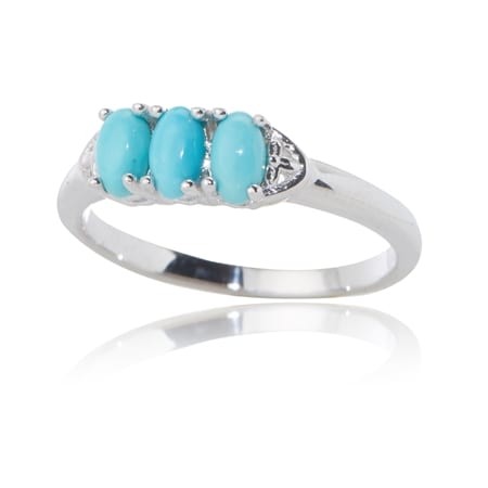 1.0ct Sleeping Beauty Turquoise Trilogy Ring Sterling Silver