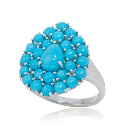 4.4ct Sleeping Beauty Turquoise Cluster Ring Sterling Silver