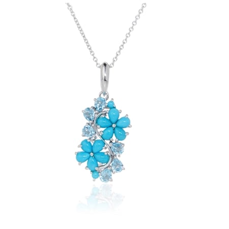 TVSN 2.98ct Sleeping Beauty Turquoise Flower Ring Sterling Silver