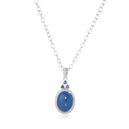 Hilary Joy Couture Blue Opal & Blue Sapphire Necklace Sterling Silver