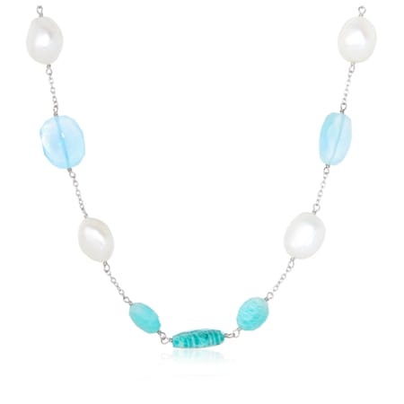 Hilary Joy Couture Amazonite & Aqua Chalcedony Necklace Sterling Silver 50c