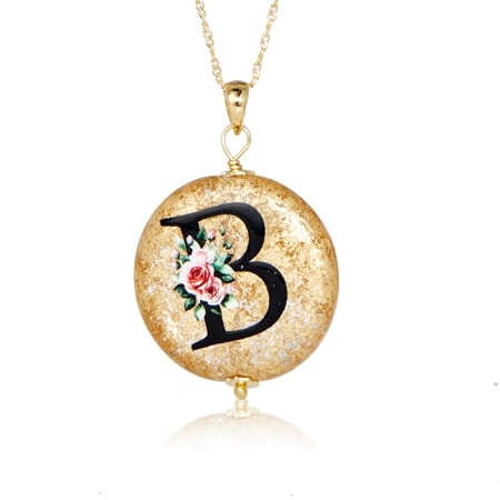 Il Murano di Francesca Initial Pendant 45+5cm 18ct Gold Plated